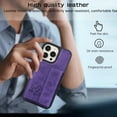 thumbnail image 6 of ELEHOLD for iPhone 13 Pro Case PU Leather 2-in-1 Multi-Functional with Magnetic Detachable Card Holder Leaf Pattern Drop Protection Shockproof Wallet Case Compatible with Mag Safe,purple, 6 of 9