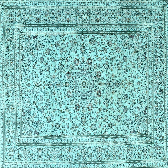 Ahgly Company Indoor Square Persian Light Blue Traditional Area Rugs, 3' Square