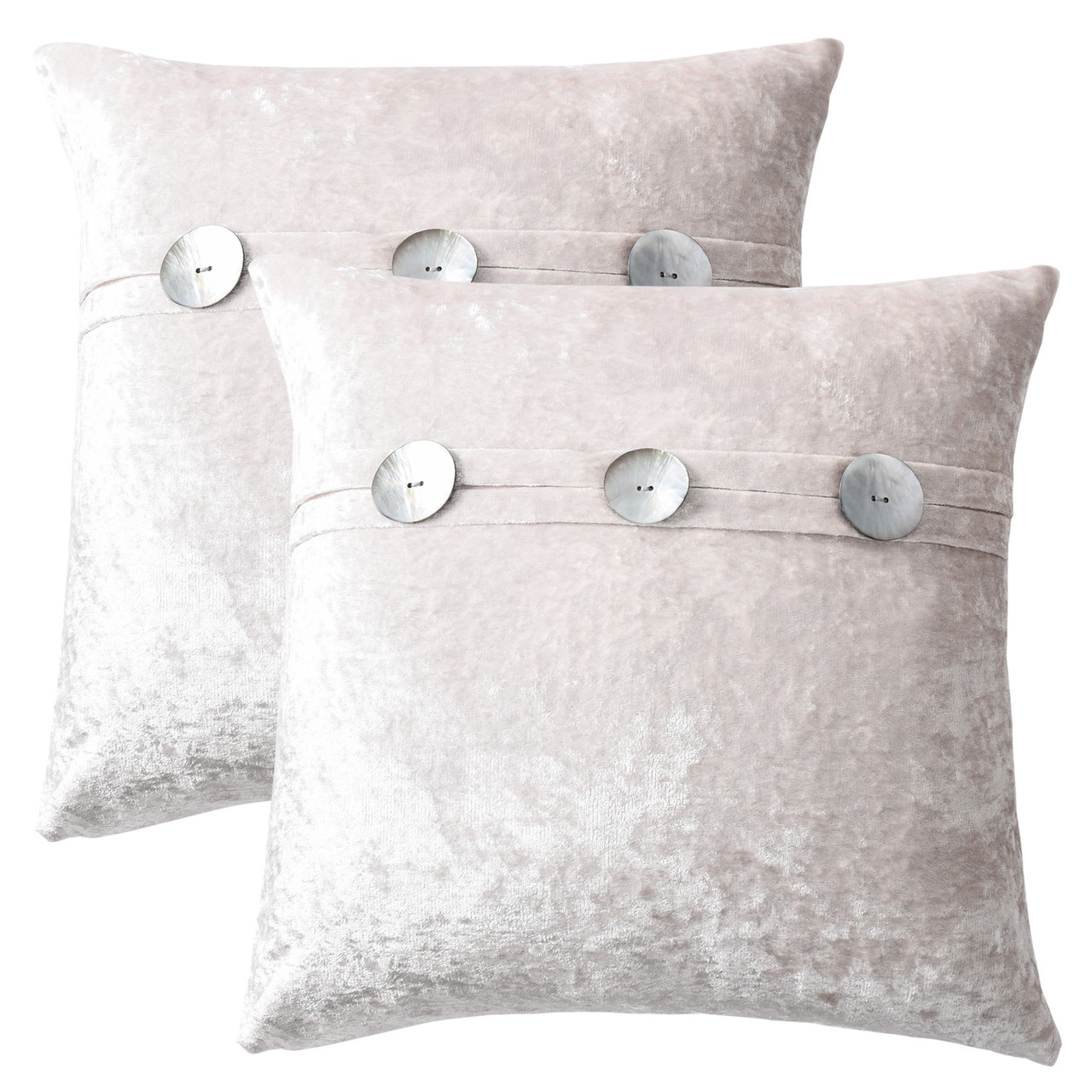 2 PCS Crushed Velvet Throw Pillow Covers with Natural Shell Buttons