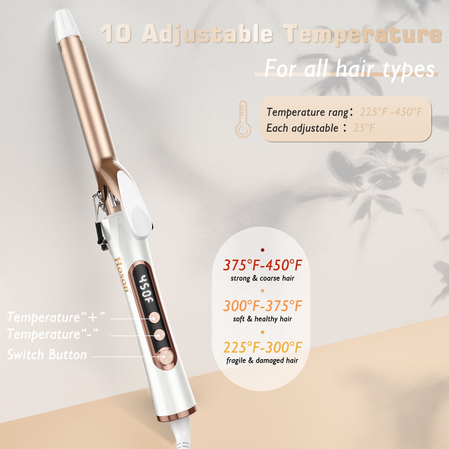 Hoson 3 4 Inch Ceramic Curling Iron for Short Hair Dual Voltage Professional Styler Champagne Gold Walmart