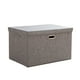 thumbnail image 1 of Contenedor de almacenamiento de tela de lino con tapa, caja de almacenamiento plegable, cesta de almacenamiento organizadora, 1 of 5