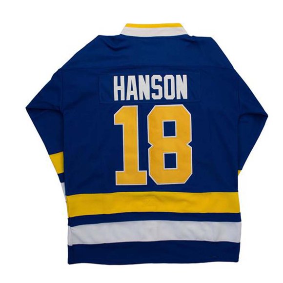 Custom Mens Hanson Brothers Jersey,Charlestown Chiefs #18 Jeff Stitched Slap Shot Hockey Jersey