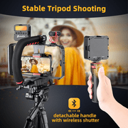 Zeadio Smartphone Camera Stabilizer with RGB Light & Microphone, Compatible with DSLR, iPhone & Android