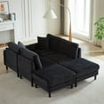 thumbnail image 2 of 122.5-Inch Oversized U-Shaped Modular Couch, Corduroy Fabric Sofa, Living Room Sectional Sofa with 2 Pillows & Two Ottoman, Black, 2 of 9