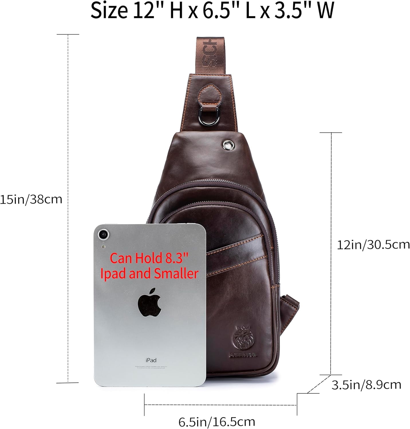 SCHLATUM Genuine Leather Crossbody Sling Bag for Men, Coffee