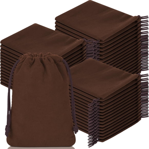 Wesnoy - Bolsas de terciopelo con cordón (200 unidades, 7 x 9 cm), color café