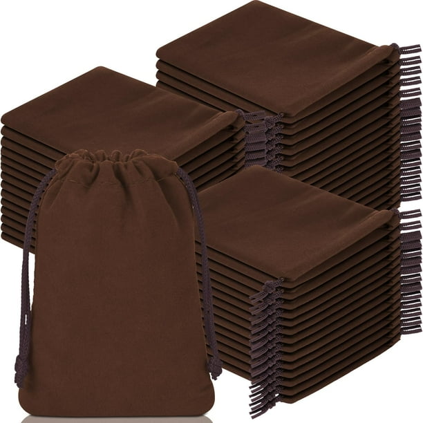 Wesnoy - Bolsas de terciopelo con cordón (200 unidades, 7 x 9 cm), color café