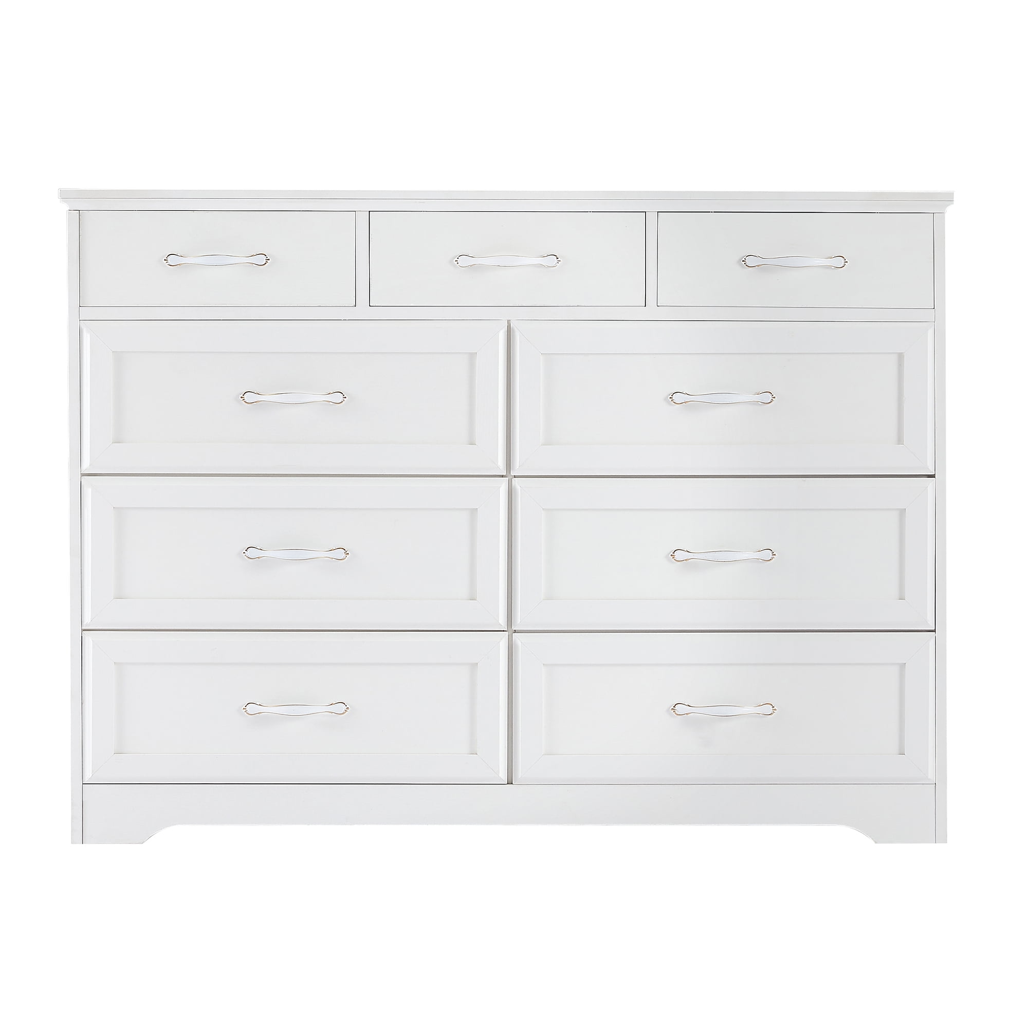 Kadyn 9 Drawer Long Dresser, Nursery Dresser with Antique Handles, Chest Of Drawers for Kids Room, Entry And Hallway, White Kadyn 9 Drawer Long Dresser, Nursery Dresser with Antique Handles, Chest Of Drawers for Kids Room, Entry And Hallway, White