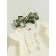 thumbnail image 5 of GXFC Baby Girl Fall Outfits Clothes 6M 9M 12M 18M 24M Newborn Girl Long Sleeve Romper Tops and Plaid A-line Skirt and Headband 3Pcs Casual Autumn Clothing for Infant Girl, 5 of 8