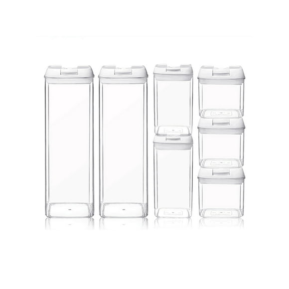 Contenedores Herméticos AGBOX Acrílico 7 piezas Tapa Blanca y Transparente
