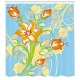 thumbnail image 2 of Ambesonne Floral Shower Curtain, Retro Style Tiger Lily Art, 69"Wx84"L, Sky Blue Multicolor, 2 of 2