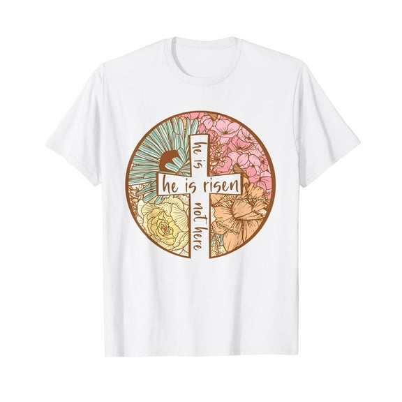 Retro Groovy He Is Risen Jesus Religious Easter Christians T-Shirt