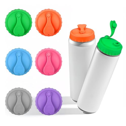 Silicone Soda Can Cover Lids,Pop Can Covers with Resealable Nozzle 6 Pack,BPA Free Stopper and Protector Reusable Beer Can Covers for Soda Fits Standard Cans