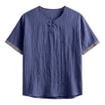 thumbnail image 3 of JTSRKL Crinkled Vintage Shirts for Men Solid Short Sleeve Crewneck Tees Lightweight Breathable Summer Casual Relaxed Wrinkle Texture Tops Navy XS, 3 of 4