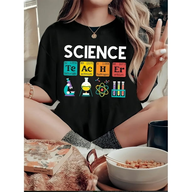 Comfortable Summer Top - Creative Chemical Elements Supplies Pattern Printed Short Sleeve T-shirt - Simple Casual Sports Fashion for Holidays