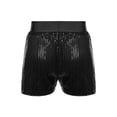 thumbnail image 2 of MSemis Kids Girls Shiny Sequins Shorts Elastic Waist Hip Hop Jazz Dance Bottoms Black 3-4, 2 of 6