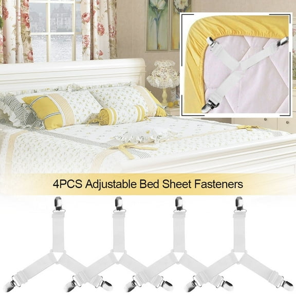 EECOO 4pcs Adjustable Triangle Bed Mattress Sheet Holder Straps Clips Gripper Fasteners Bed Sheet Holder Sheet Strap