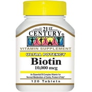 21st Century Ultra Potency 10,000 mcg Biotin Tablets 1 120 Each - (Pack of 4)