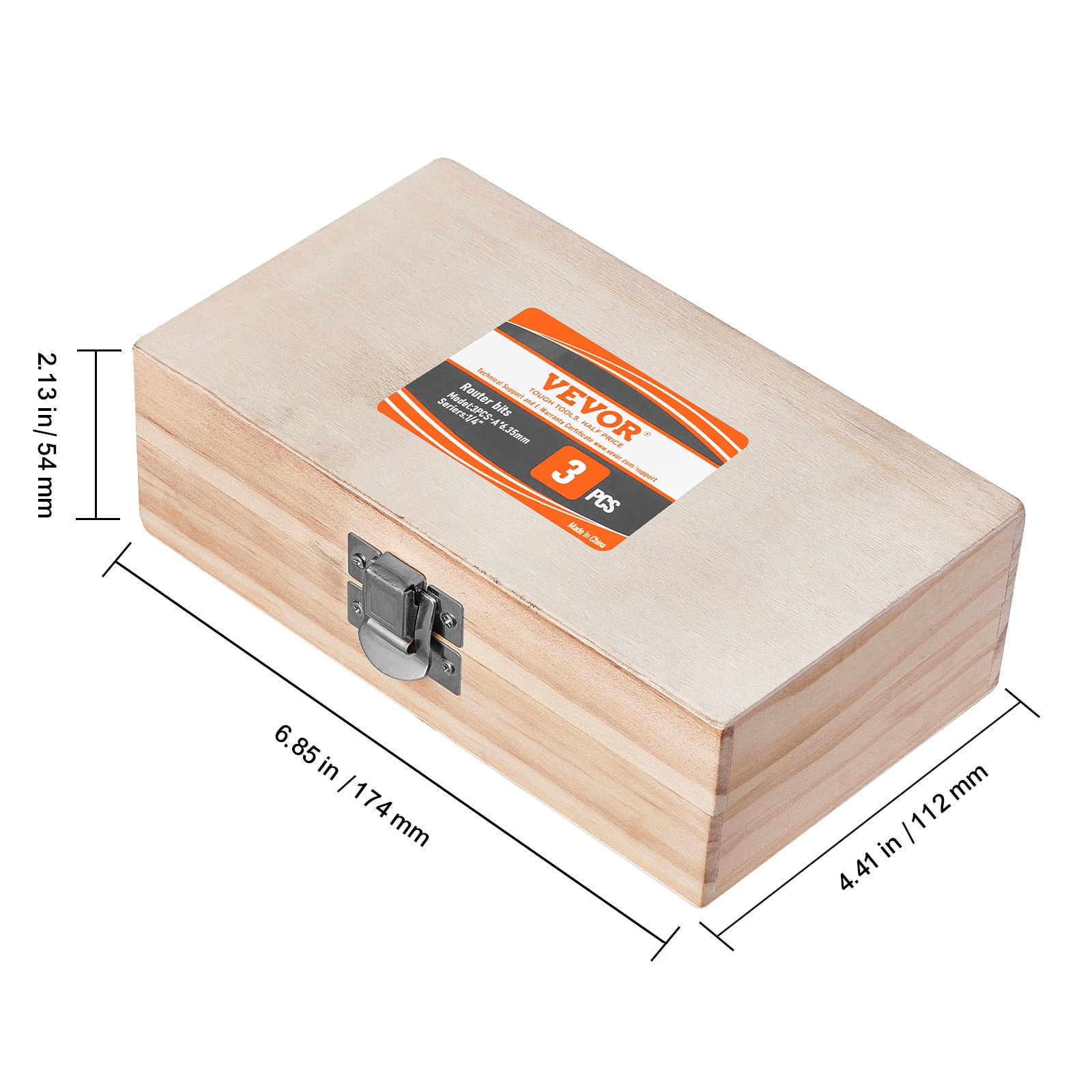 VEVOR Router Bits Set, 3 Pieces, Carbide Router Bit Kit with 1/4 Inch Shank, Wood Carrying Case, Woodworking Tools for Professional and Beginners Carpenter, for Wood MDF Particle Board Plywood