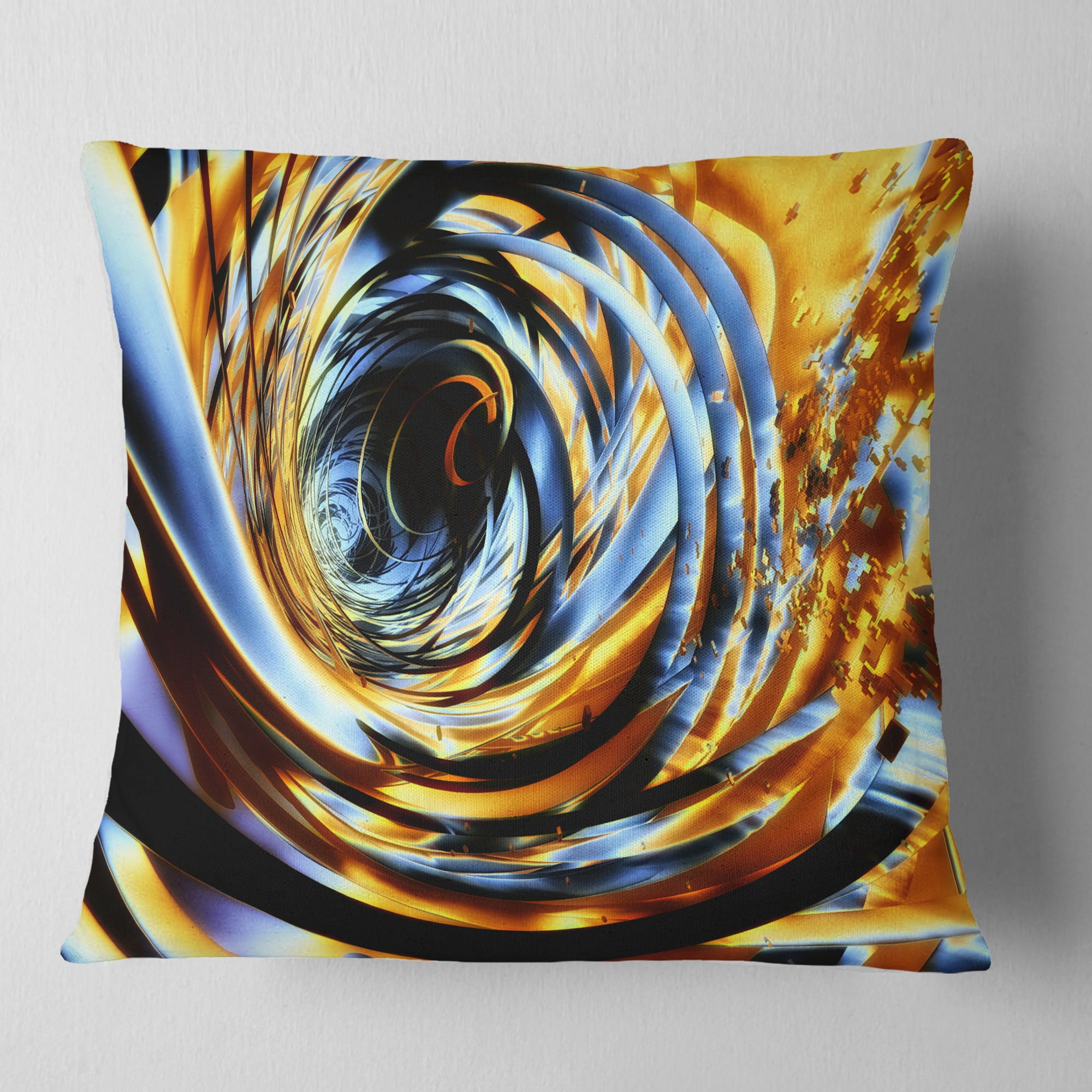 Designart Fractal 3D Whirlwind Stripes - Contemporary Throw Pillow - 16x16
