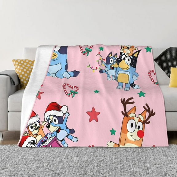 Rozeui Bluey for Flannel Blanket, Soft Fuzzy Plush King Blanket for Winter, Thick and Warm All-Season Bed Throw-40"x30"