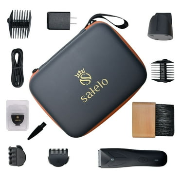 Salelo Electric Groin Hair Trimmer VIP Kit | Grooming Kit for Manscaping, Pubic Hair | Rechargeable & Waterproof Ball Shaver | Personal Groomer for Men with Ceramic Replacement Blades & Storage Case