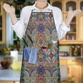 thumbnail image 6 of Brown Traditional Tile Pattern Apron-Garden Aprons for Women with Pockets-Cotton Linen Waterproof Kitchen Cooking Gardening Aprons Adjustable for Kitchen,Cooking,BBQ and Salon 33x27 Inch, 6 of 7