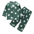 thumbnail image 2 of Honeeladyy Satin Pajamas Set for Big Girls, Floral Pattern Printed Button Down Satin Long Sleeve Top and Long Pant Set Sleepwear Loungewear for Mom Boys Kids Gifts (Green-R,12-24 Months), 2 of 8
