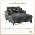 thumbnail image 6 of Amsleekey Chaise Lounge Chair with wood frame, 64" Oversized, 4 Storage Pockets, 2 Cup Holders, 4 Pillows for Living Room, Bedroom, Corduroy Grey, 6 of 11