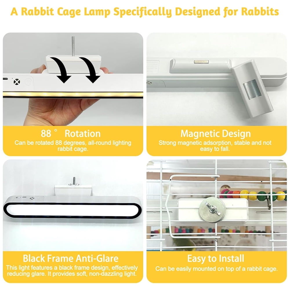Rabbit Cage Light Rabbit Lighting LED Pet Light for Rabbit Hamster Guinea Pig Pet Cage