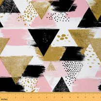Homewish Geometric Graffiti Fabric by the Yard 2 Yard,Gold Glitter Triangle Room Decor Fabric by the Yard,Oil Painting Fabric for Sewing For Adults,Ultra Soft Home Decor