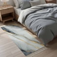 thumbnail image 4 of Area Rug with Tassels 2' x 5', Gray Gradient Marble Abstract Gold Foil Kitchen Runner Rug for Hallway Bedroom Throw Rugs, White Geometric Art Soft Door Mat for Bathroom Entrance Living Room, 4 of 9