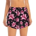 thumbnail image 4 of Lsque Lilies Flowers Printed Women's Running Shorts with Liner Pockets,Elastic Quick Dry Workout Athletic Gym Yoga Shorts,Womens High Waist Shorts-, 4 of 9