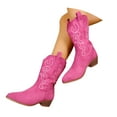 thumbnail image 3 of UngA Women Boots Cowgirl Mid Calf Western Cowboy Boots Fashion Winter Boots for Women Chunky Low Heel Hot Pink,Size 7.5, 3 of 7