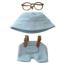 ​​LYINGF Handmade Premium Doll Overalls Set for 5.91-6.7inch Dolls - Complete Outfit with Hat & Glasses Accessories Ropa Para 17cm Dolls, Crafted Clothing for Collector Displays