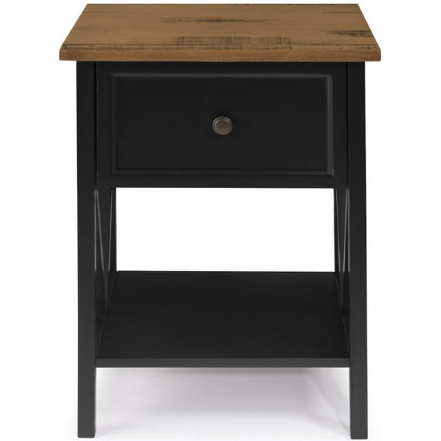 Natalee Table de Chevet 19" 1 Tiroir en Chêne Rustique/noir