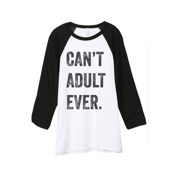 Thread Tank Cant Adult Ever Unisex 3/4 Sleeves Baseball Raglan White Black Small