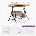 thumbnail image 2 of PURPLE LEAF Porch Swing with Adjustable Tilt Canopy 3-Seat Patio Swing with Stand and Meatl Steel Frame All-Weather Outdoor Swing Chair Seat for Backyard Garden Deck Balcony, Silver Grey, 2 of 8