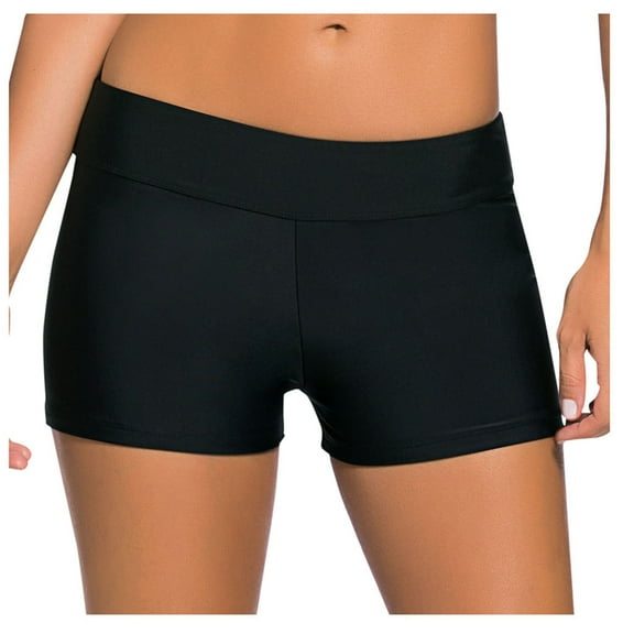 DOPI Women Holiday Plus Size Solid Color Boxer Shorts Swimsuit