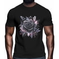 thumbnail image 2 of Camisetas casuales de manga corta con estampado de flores negras en acuarela para hombre. Camisetas gráficas., 2 of 8