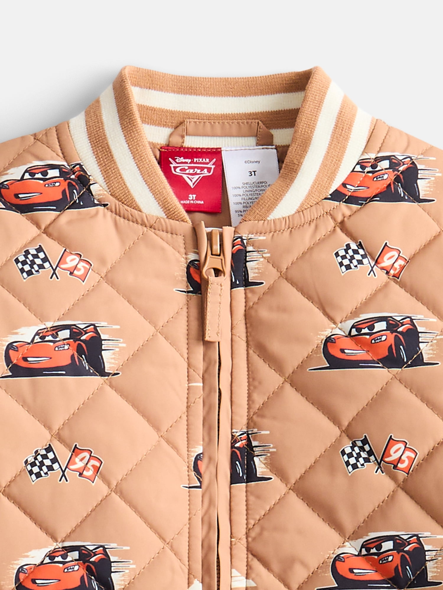 Disney Pixar Cars Toddler Boys Quilted Bomber Jacket, Sizes 12M-5T