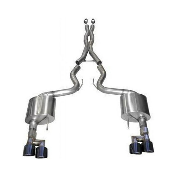 Corsa 18-19 Ford Mustang 5.0L V8 3in Sport Cat-Back Dual Rear Exit w/ 4in Black PVD Pro-Series Tips - 21042BLK Fits select: 2018-2023 FORD MUSTANG GT