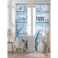 thumbnail image 2 of The Beach Is My Happy Place Sheer Curtains 84 Inch Long 2 Panels, Shell Starfish Wood Grain Coastal Light Filtering Rod Pocket Semi Sheer Curtains, Sheer Voile Drapes for Living Room Bedroom, 52"x84", 2 of 5