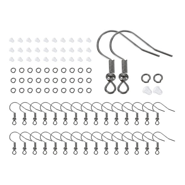 Ganchos para Pendientes Uxcell para Fabricación de Joyería, 300 Paquete de Asortimento para Fabricación de Pendientes, Negro Metálico