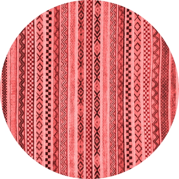Ahgly Company Indoor Round Abstract Red Modern Area Rugs, 3' Round