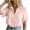 Pink, variant on Womens Vintage Lace Patchwork Button Down Shirt Collared Short Puff Sleeve Tops Casual Loose Fit Solid Blouses Summer