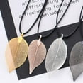 thumbnail image 2 of EHJRE Trendy Filigree Natural Leaf Pendants Long Chain for Necklace Pendants Gold, 2 of 9