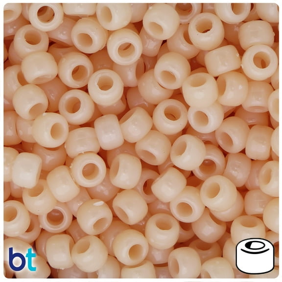BeadTin Dark Cream Opaque 9mm Barrel Pony Beads (500pcs)