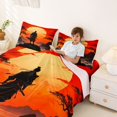 thumbnail image 3 of Homewish Japanese Samurai Landscape Bed Sheets,Sunset Ink Painting Full Size Sheets,Orange Red,4 Pieces,1 Flat Sheet, 1 Fitted Sheet and 2 Pillowcases, 3 of 6