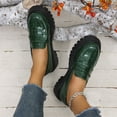 thumbnail image 3 of Hinvhai Women's Chunky Platform Penny Loafers Round Toe Slip-On Dress Shoes with Non-Slip Lug Sole for Business Work and Daily Casual Wear Green 9(42), 3 of 8